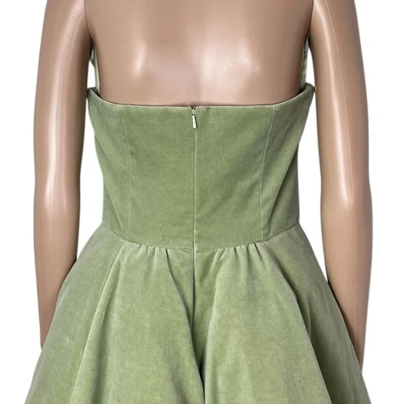 Ted Baker Langley Janini Retro Style Strapless Velvet A-Line Sage Green Dress - Picture 7 of 15